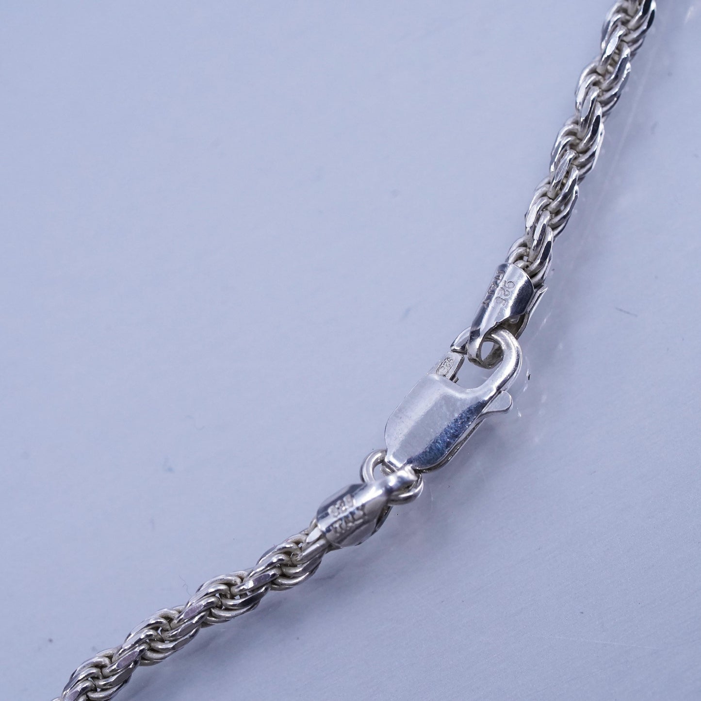 30” 3mm, vintage Italian Sterling 925 silver bold rope chain necklace