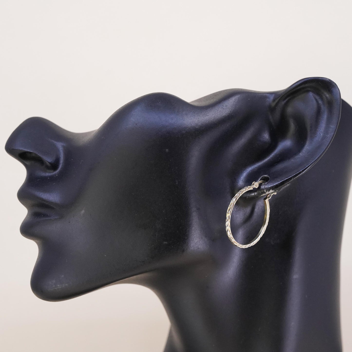 0.75", Vintage vermeil yellow gold over sterling silver single earring, hoop