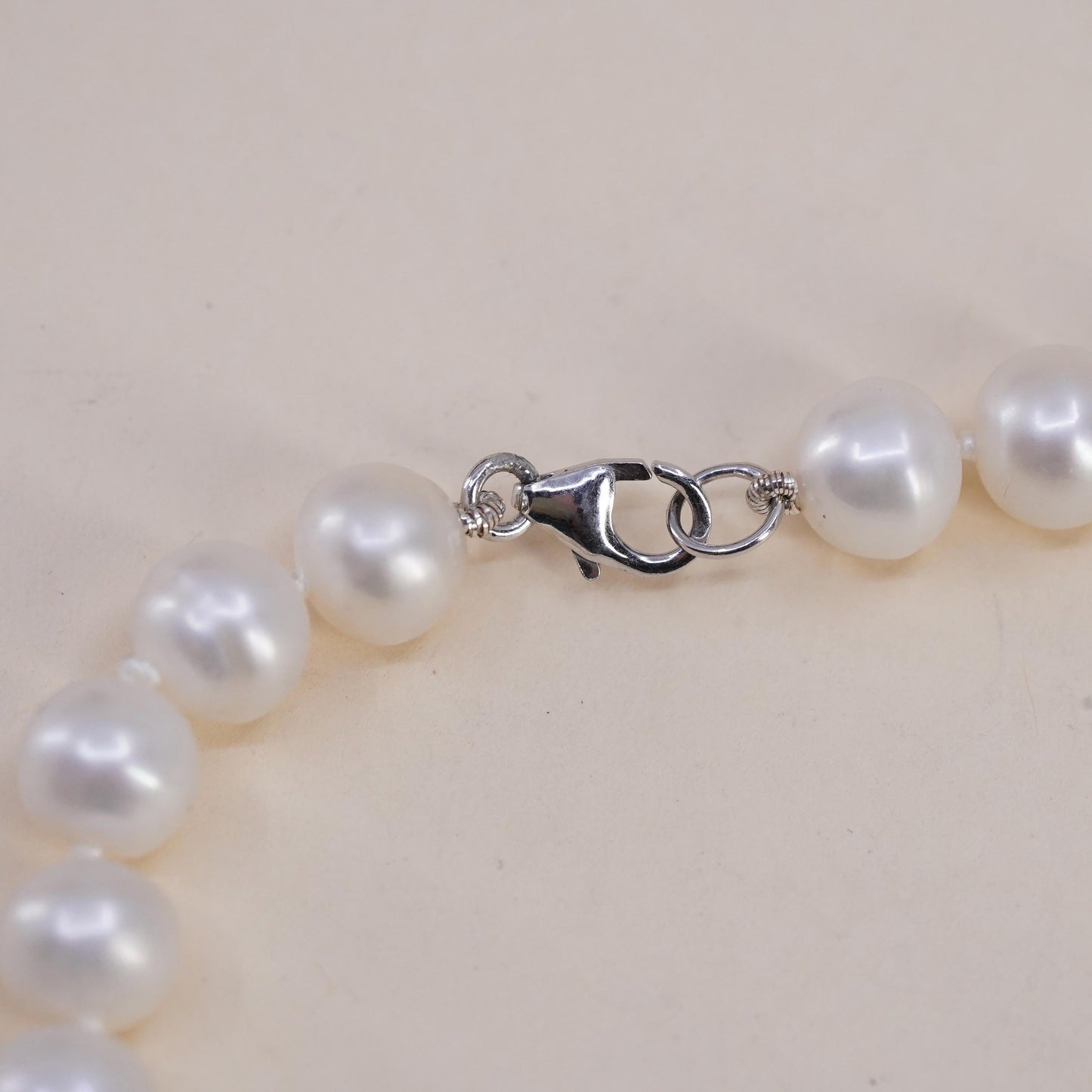 7” 7mm-9mm, Vintage handmade bracelet, freshwater pearl with 925 silver clasp