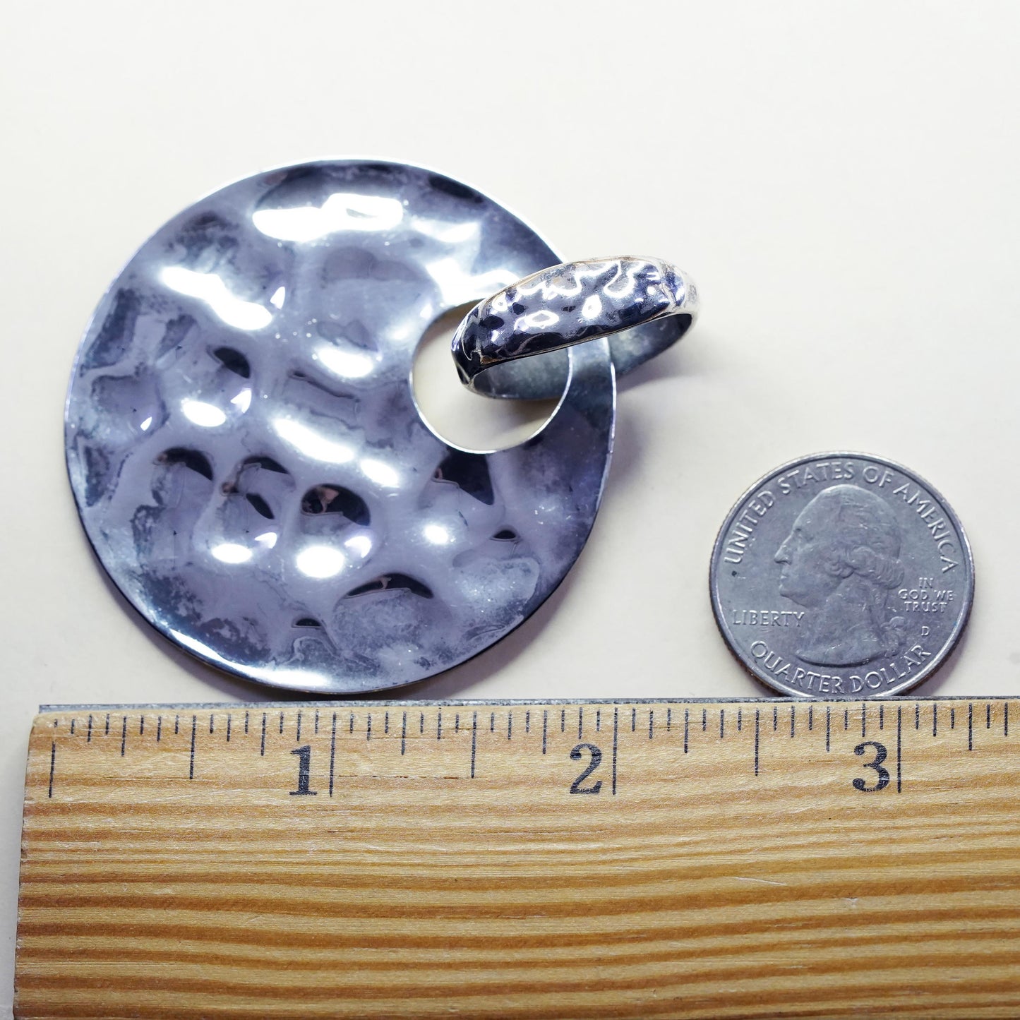Vintage Silpada sterling 925 silver handmade hammered circle pendant