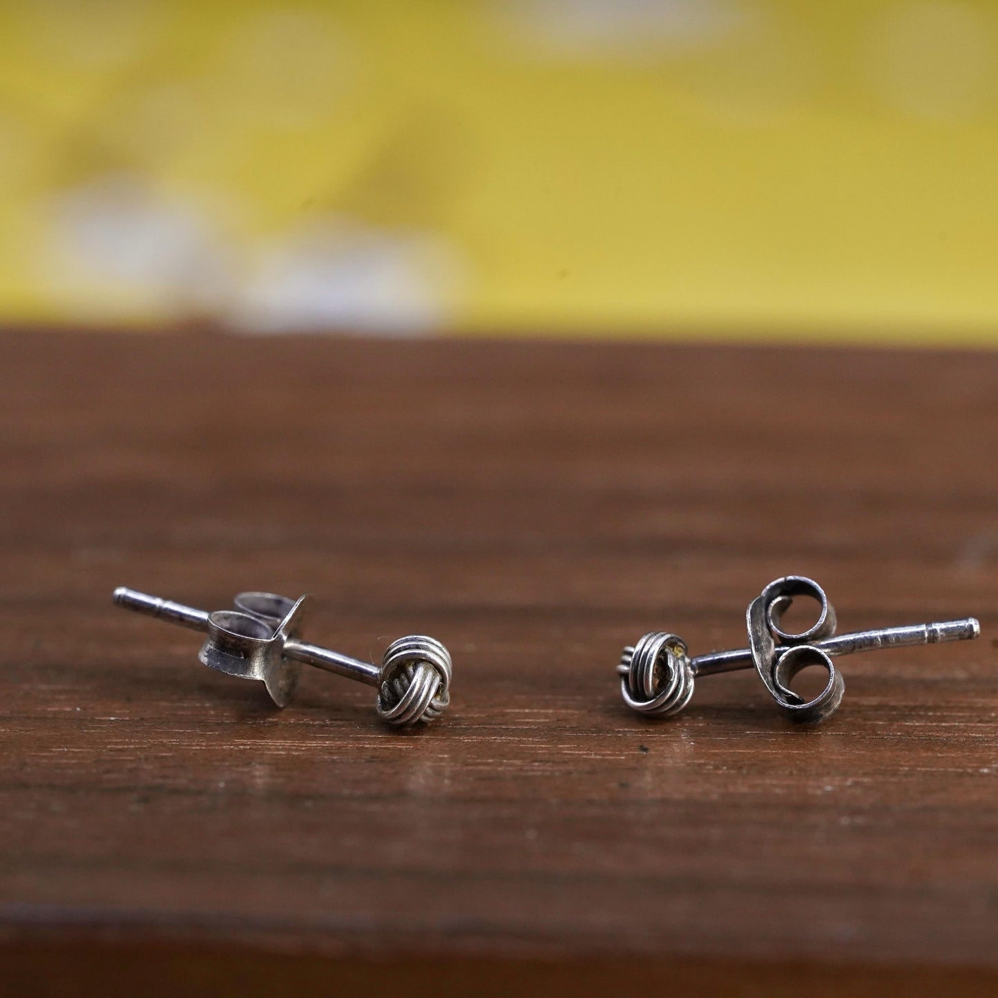 Vintage Sterling silver small entwined beads studs, 925 earrings