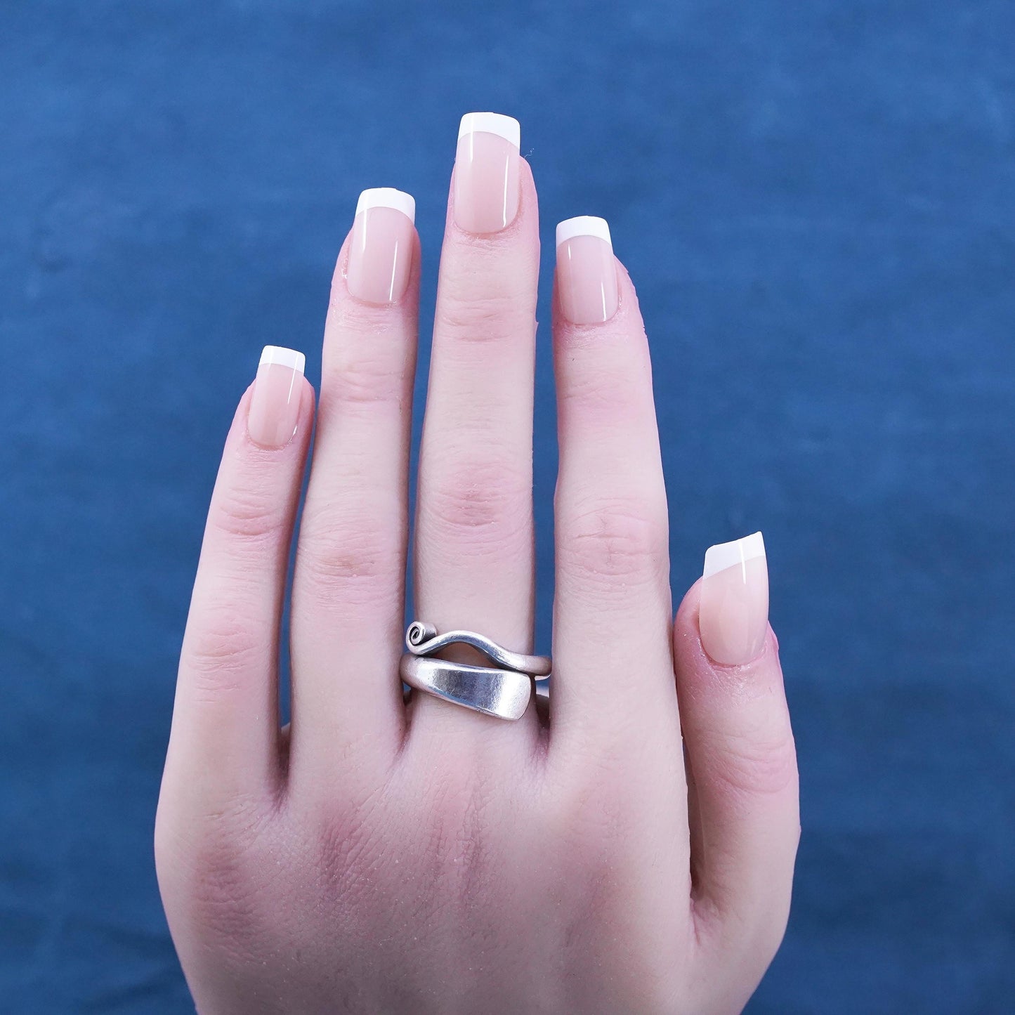Size 6.25, vintage Sterling silver handmade ring, 925 wide swirly band