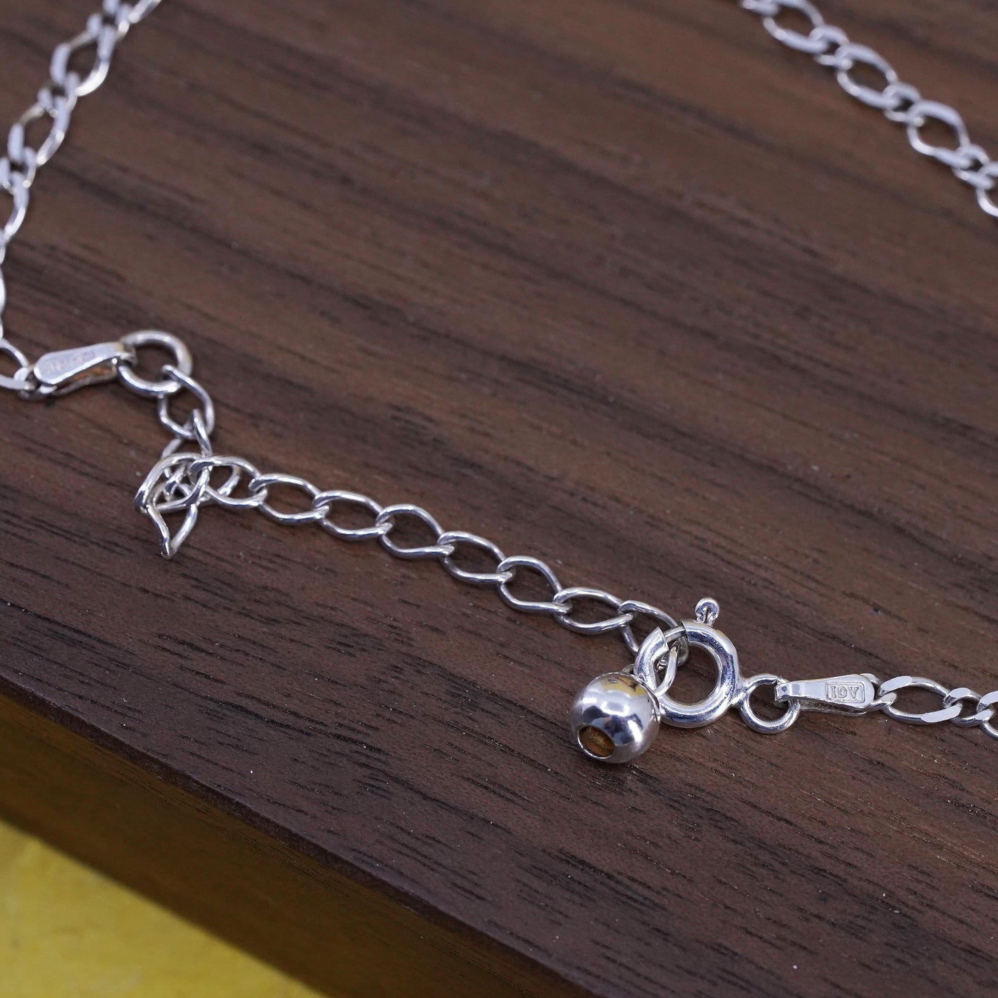 11.25” 3mm, Vintage sterling silver handmade anklet, 925 Figaro chain