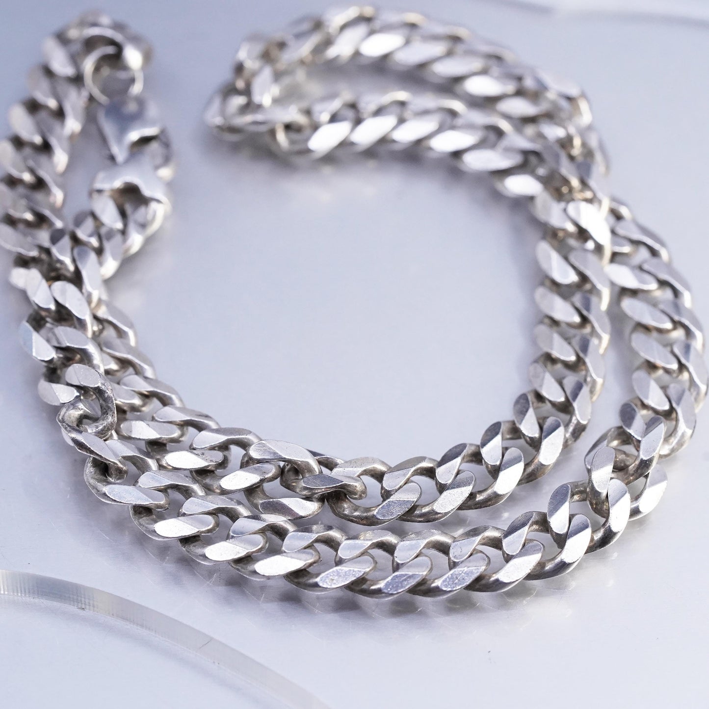 20" 10mm, vintage 192 AR Italian Sterling 925 silver bold curb chain necklace