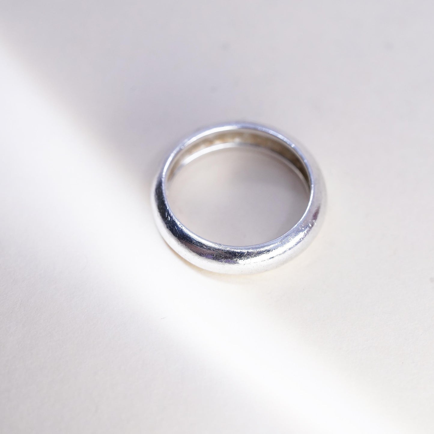 Size 6, Vintage sterling silver handmade ring, 925 silver band, wedding band
