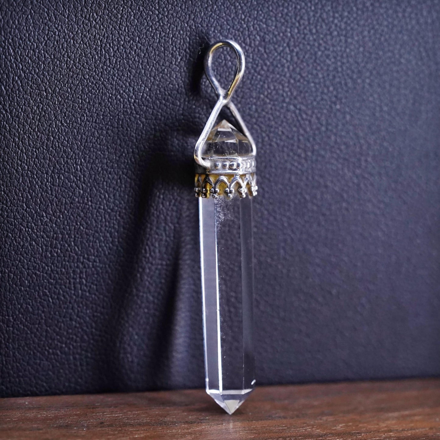 Vintage sterling 925 silver handmade healing crystal pendant