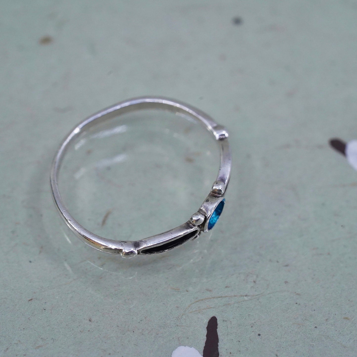 Size 5.5, vintage sterling silver handmade ring, 925 thin stackable band