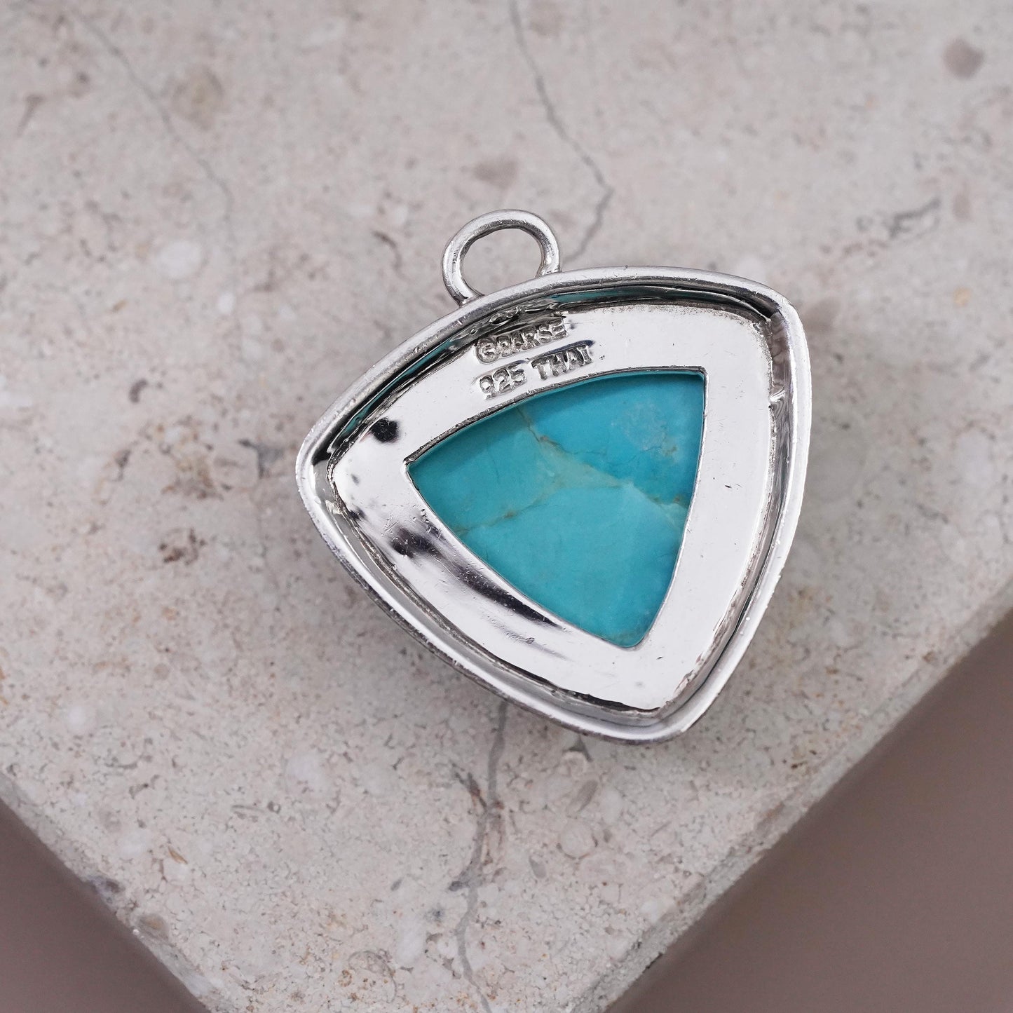 Vintage Barse Sterling 925 silver handmade pendant with triangular turquoise