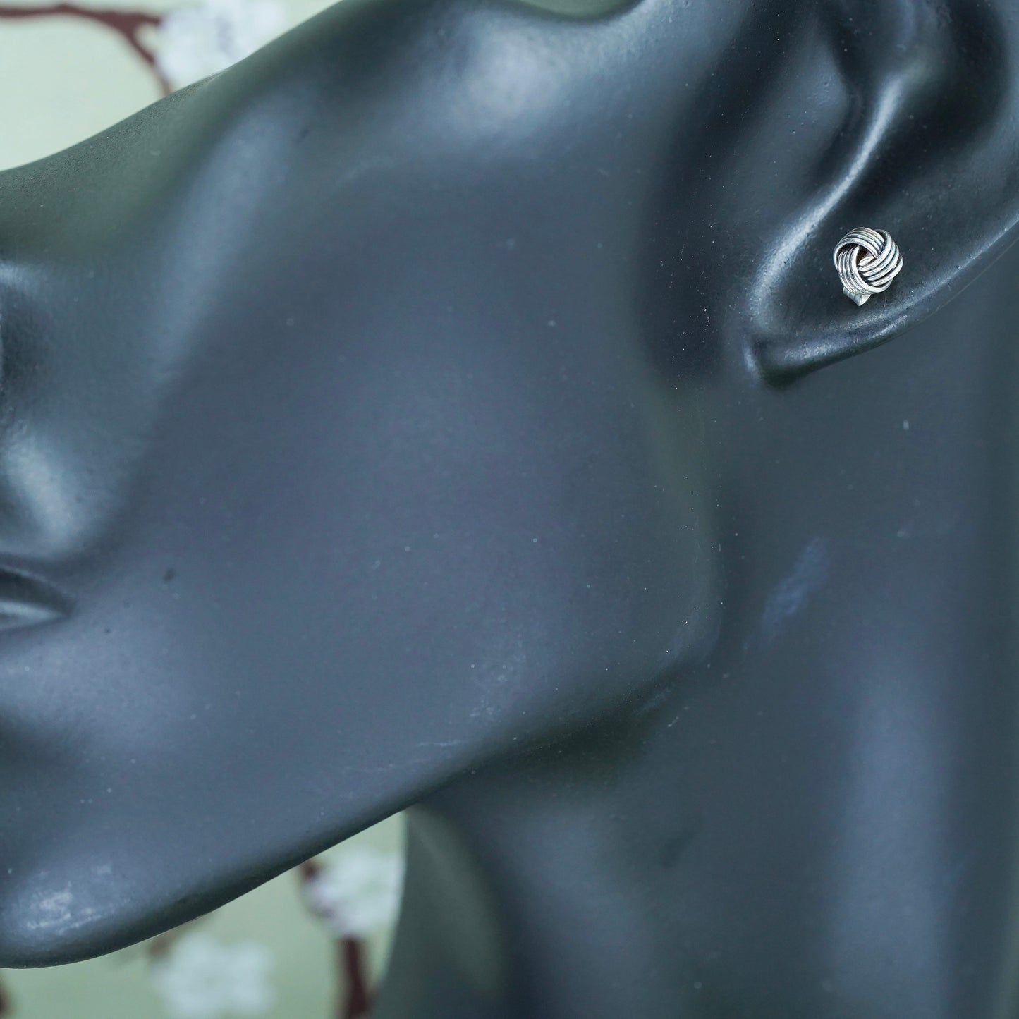 Vintage Sterling 925 silver handmade earrings, entwined cable studs