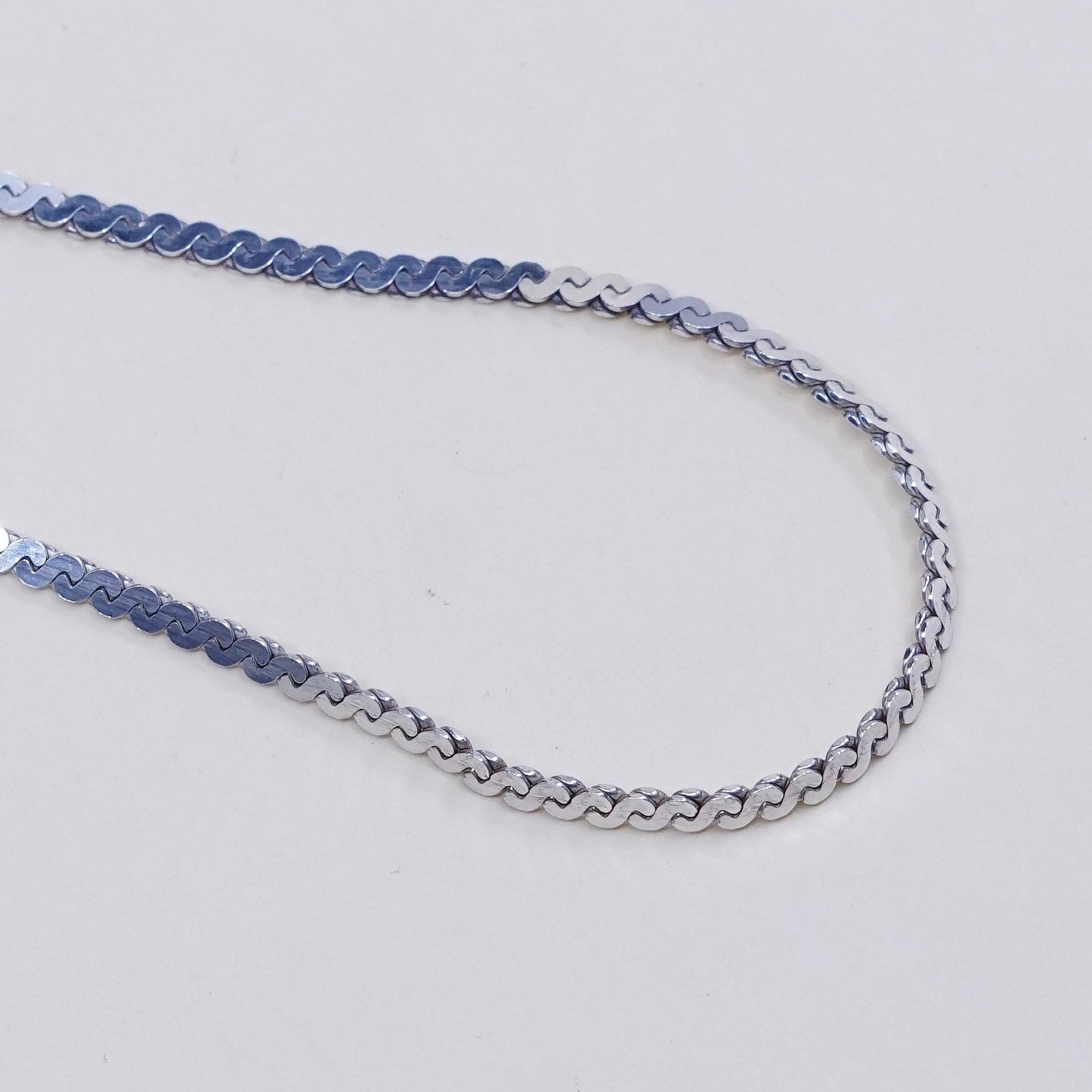 18”, 2mm, vintage Sterling silver handmade necklace, 925 S link chain