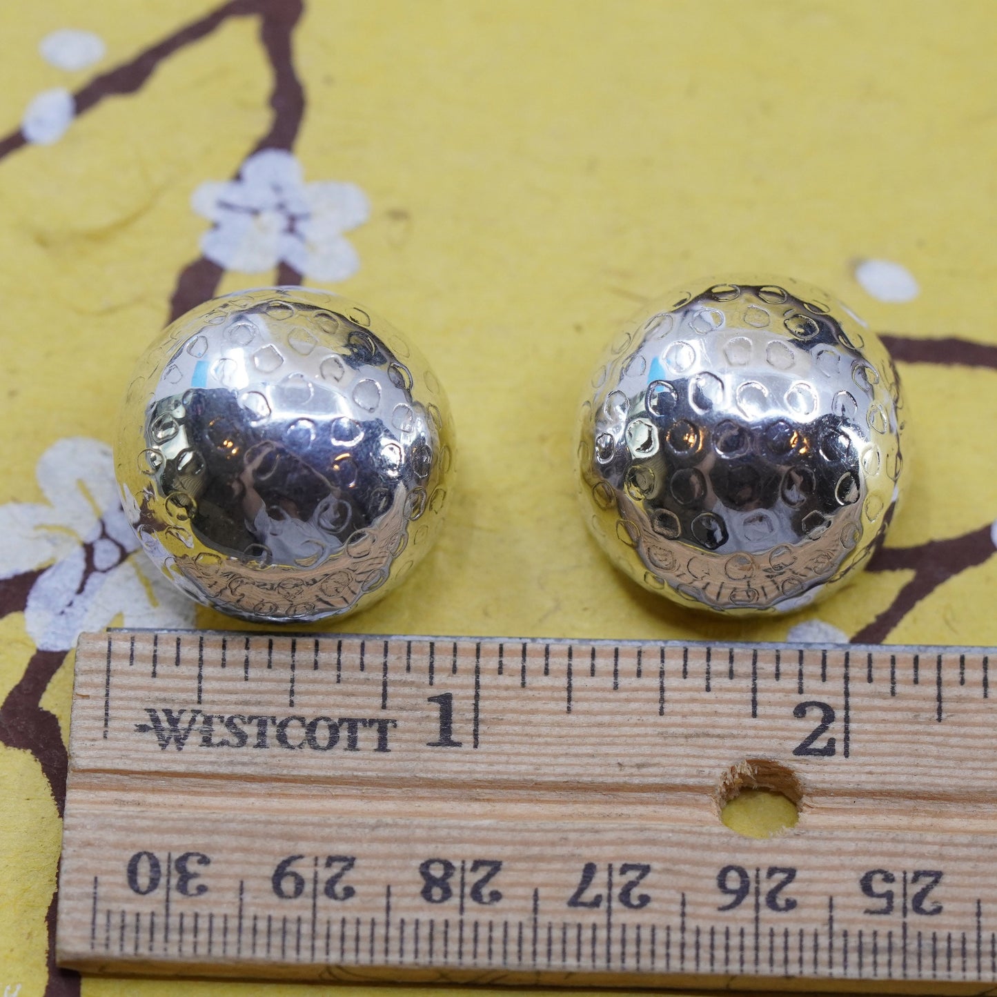 Vintage Mexico Sterling silver handmade earrings, 925 textured clip on