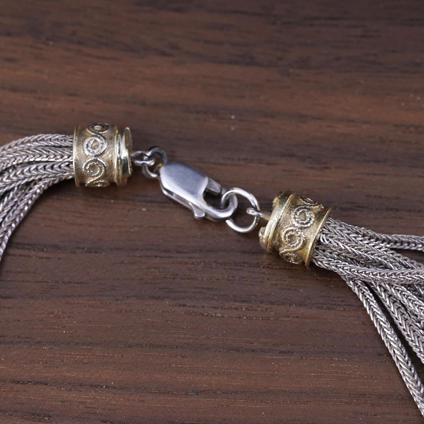 16”, Anatoli Sterling Silver / 925 wheat chain Necklace bar slide pendant