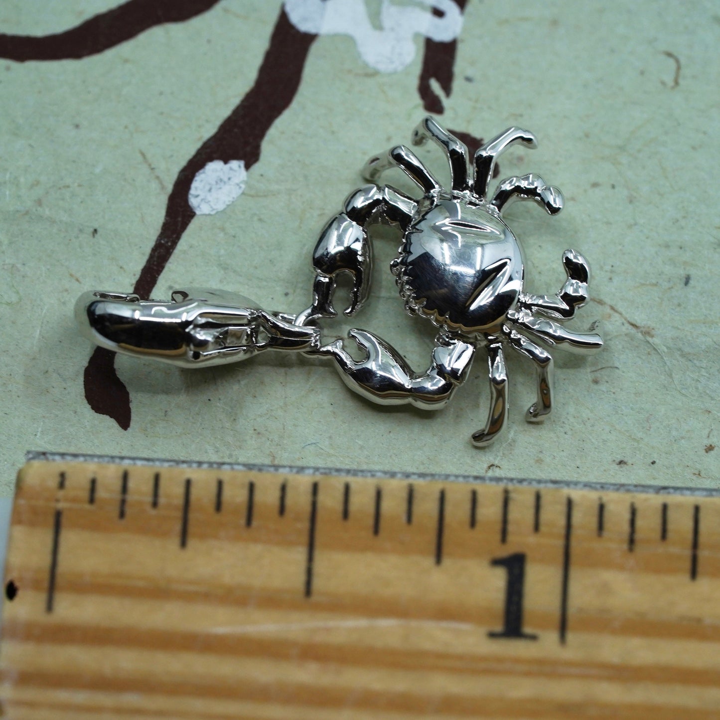 Vintage sterling silver handmade pendant, 925 crab charm