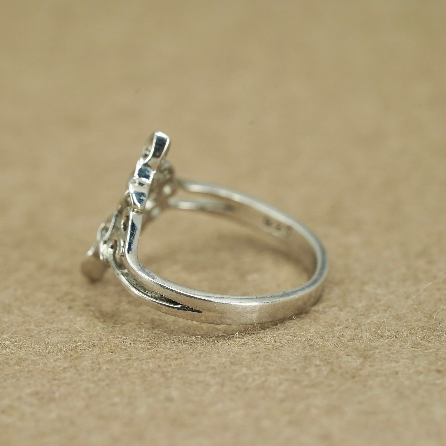 Size 9, vintage Sterling 925 silver handmade filigree ring