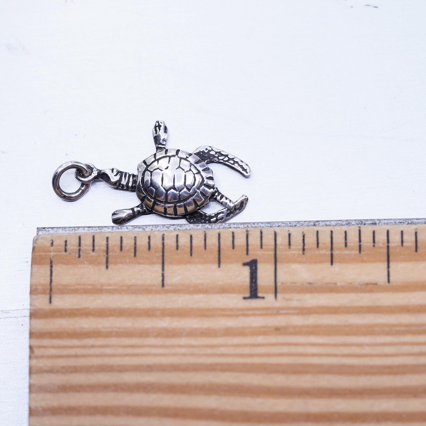 Vintage Sterling silver handmade 925 moving joints sea turtle charm pendant