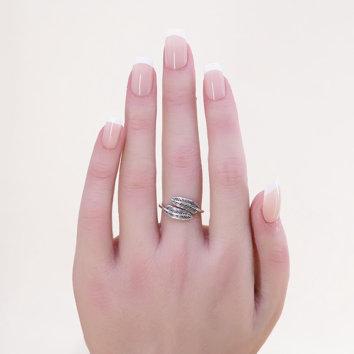 Size 7, Sterling silver handmade ring, stackable 925 leaf band