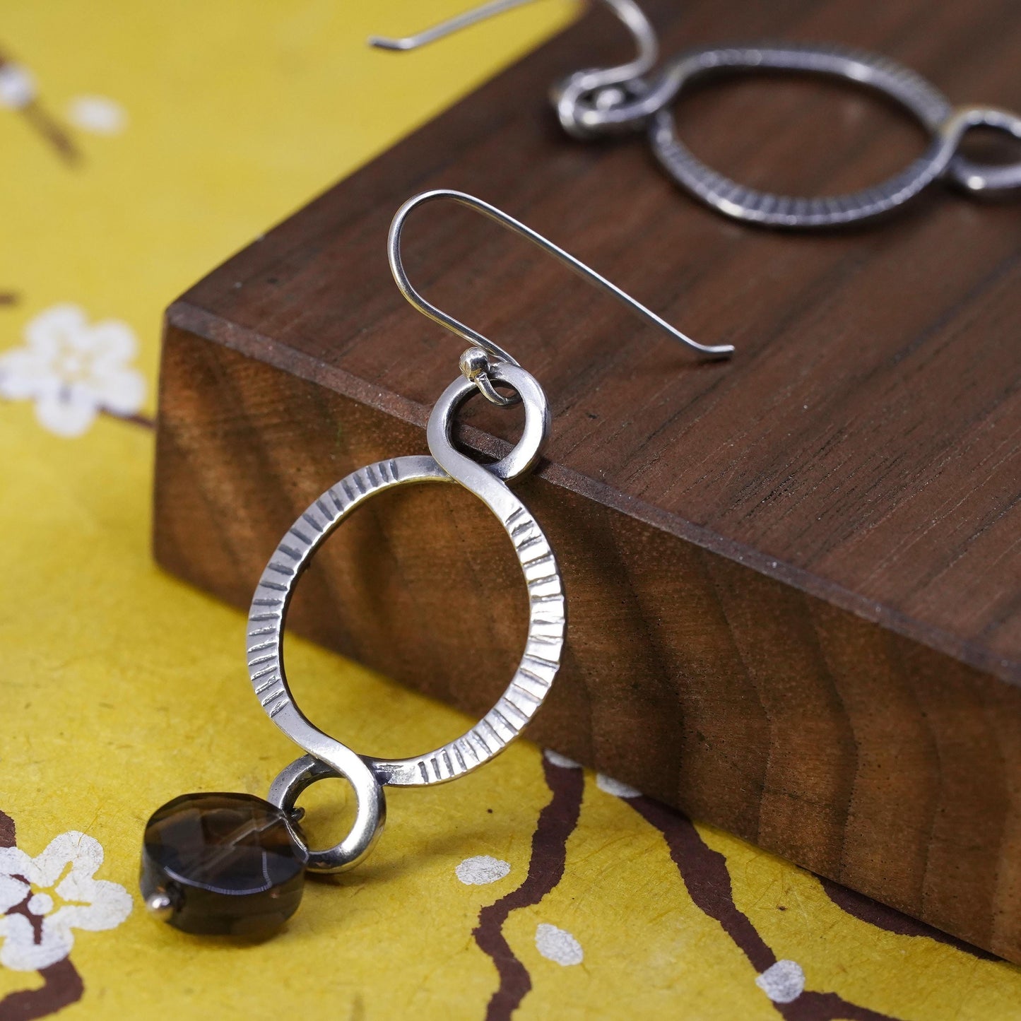 Silpada Sterling 925 Silver Faceted Brown Smoky Quartz Dangle Earrings W1485