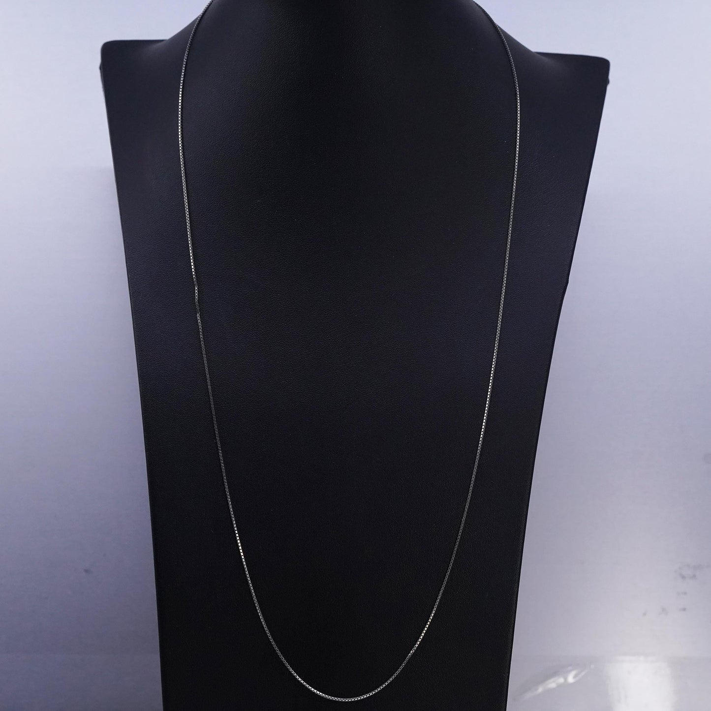 25" 1mm, Vintage sterling silver box chain, 925 silver necklace