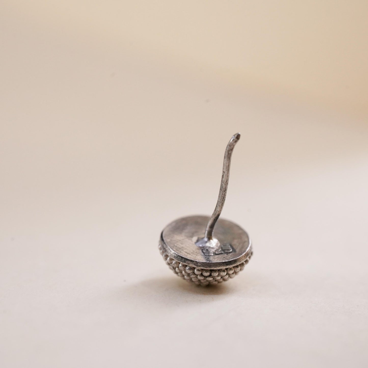Vintage handmade single earring. Sterling 925 silver 10mm bead stud