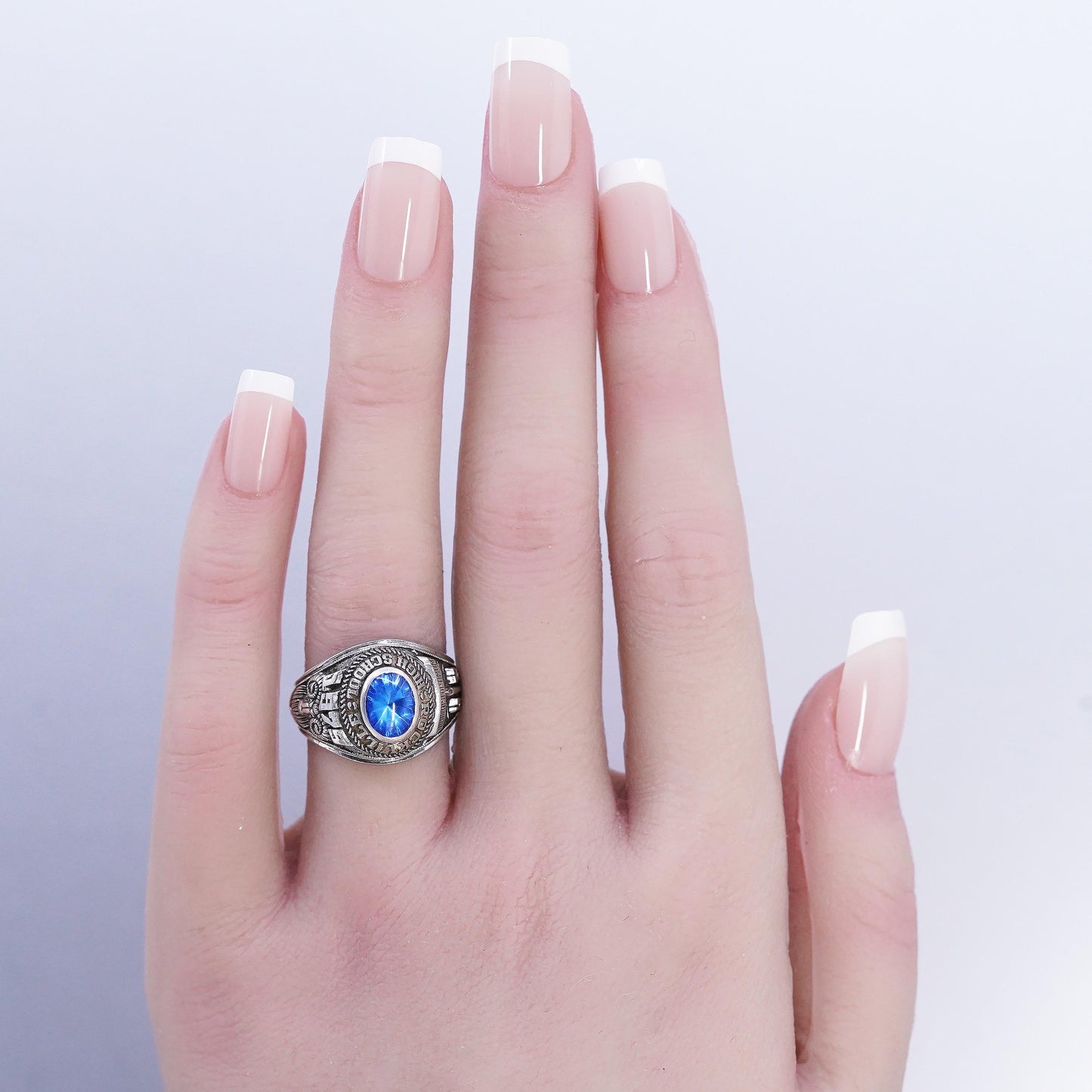 1979 Rockville High School Class Ring, 925 Sterling Silver Sapphire Graduation
