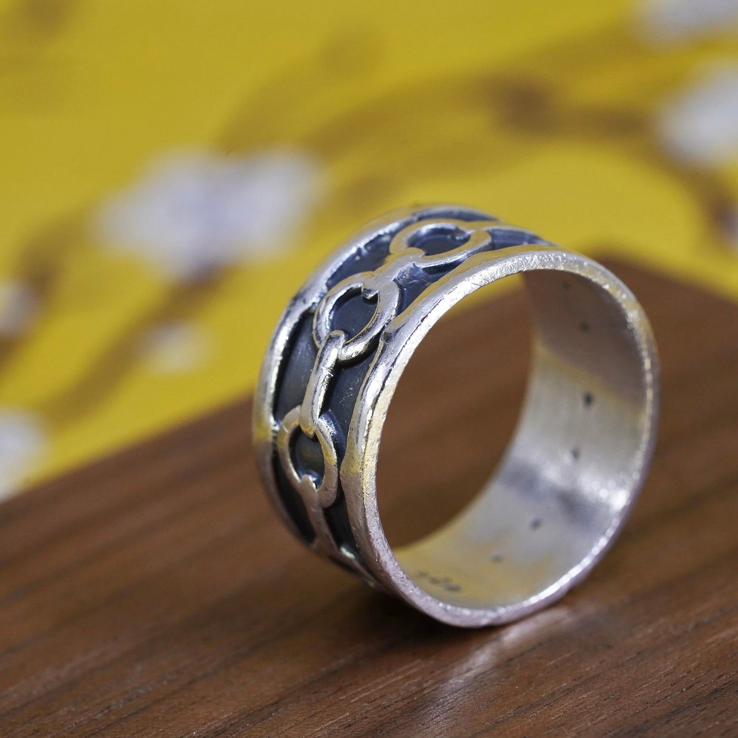 Size 11.5, vintage Sterling silver handmade ring, Hopi 925 textured band