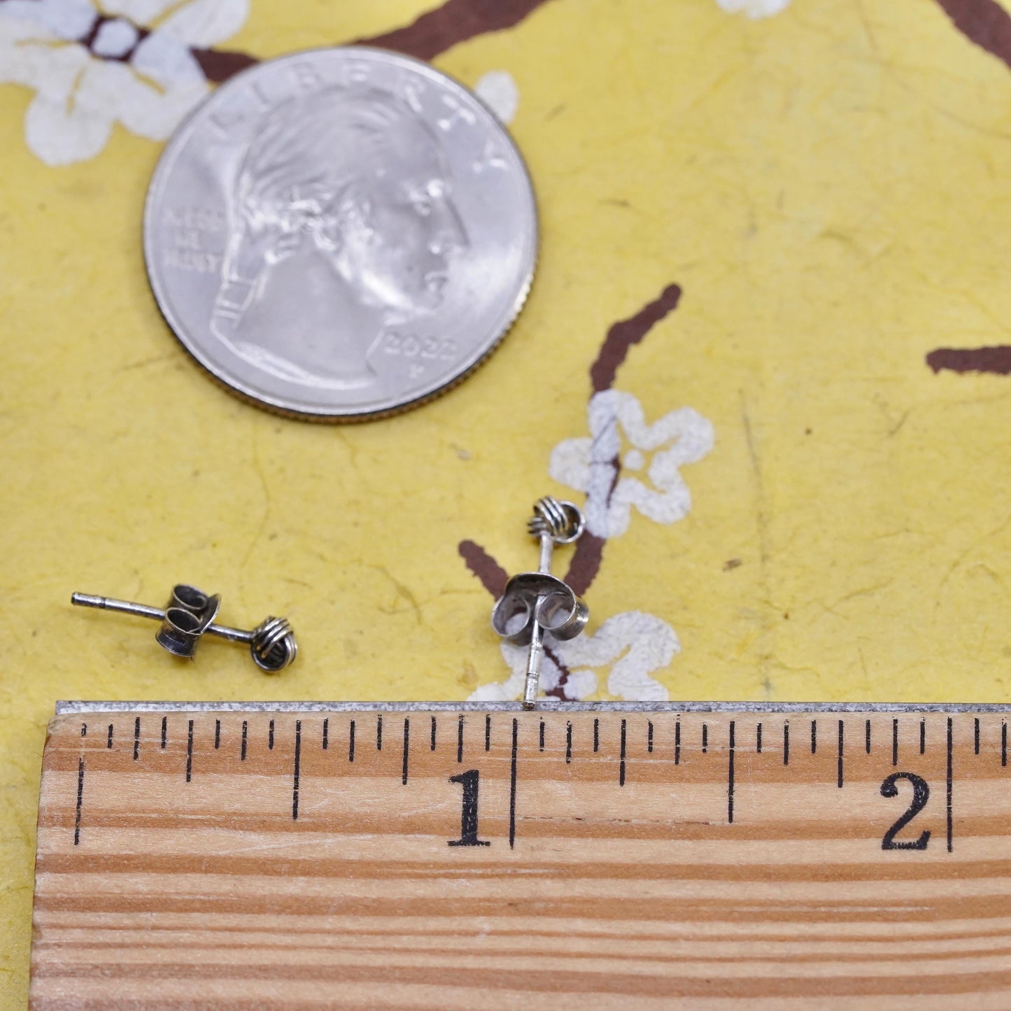 Vintage Sterling silver small entwined beads studs, 925 earrings