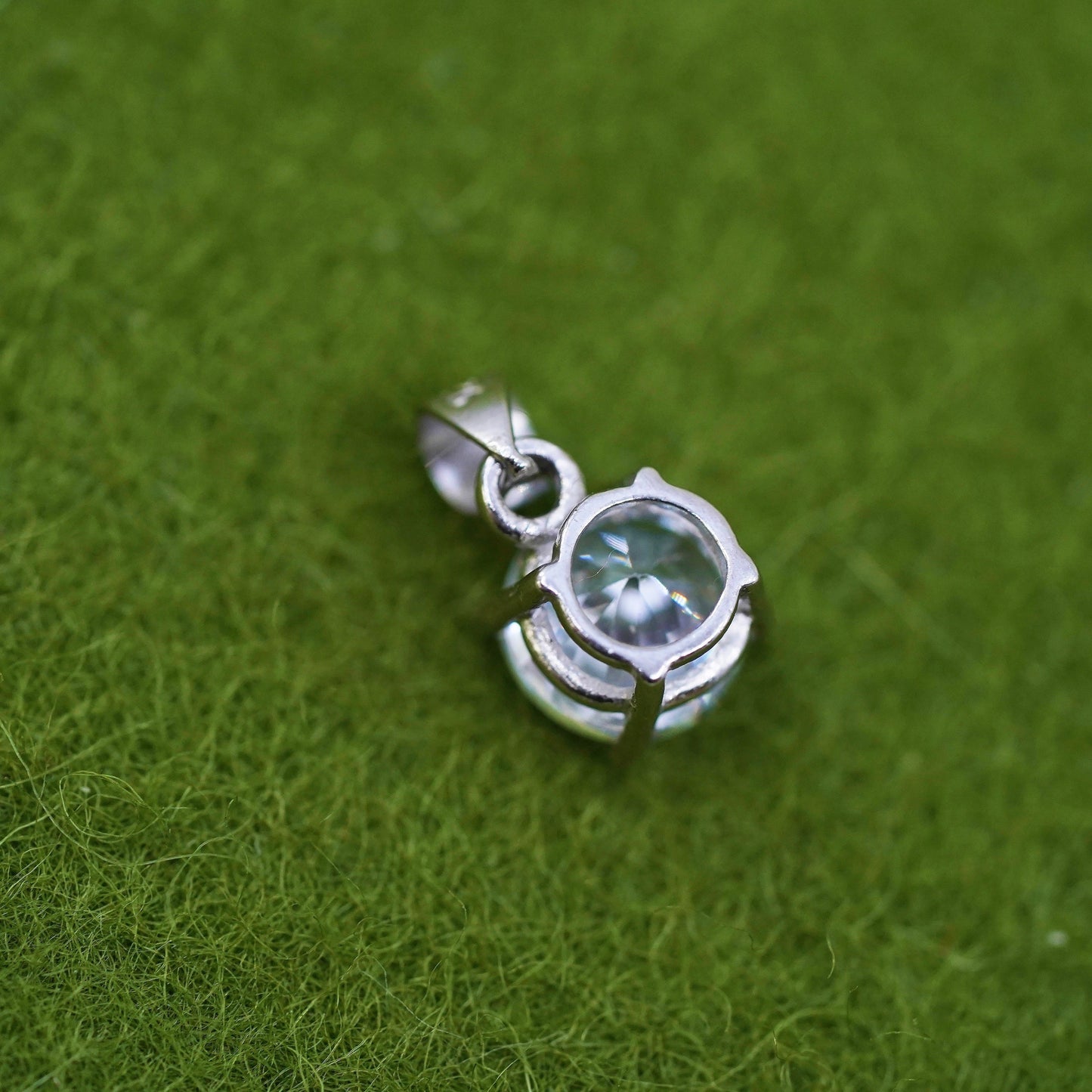 Vintage sterling silver tiny pendant, 925 cross handmade charm with cz