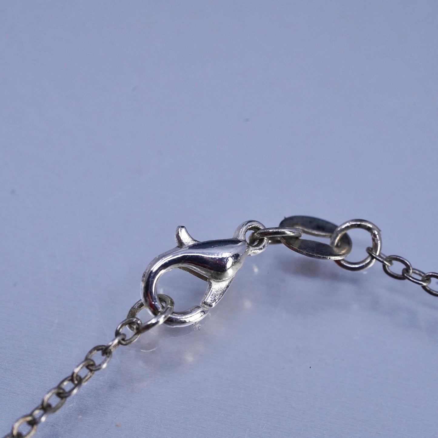 18", vintage Sterling 925 silver flatten circle chain necklace apple pendant