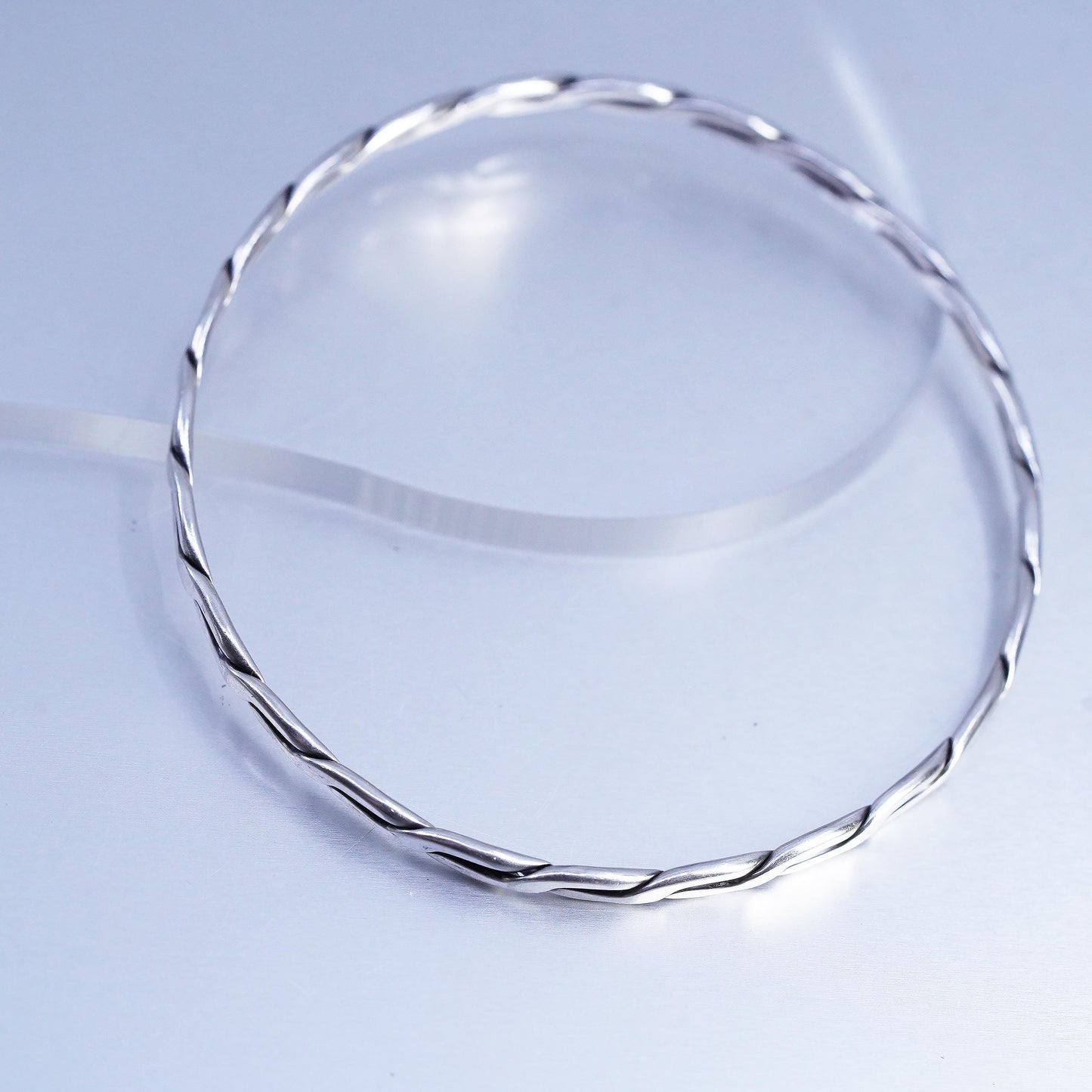 8", Vintage Sterling 925 silver bracelet, stackable woven braided cable bangle