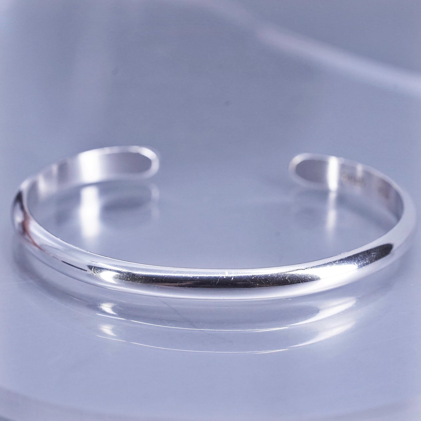 6.25”, Vintage 925 sterling silver handmade bracelet, textured stackable cuff
