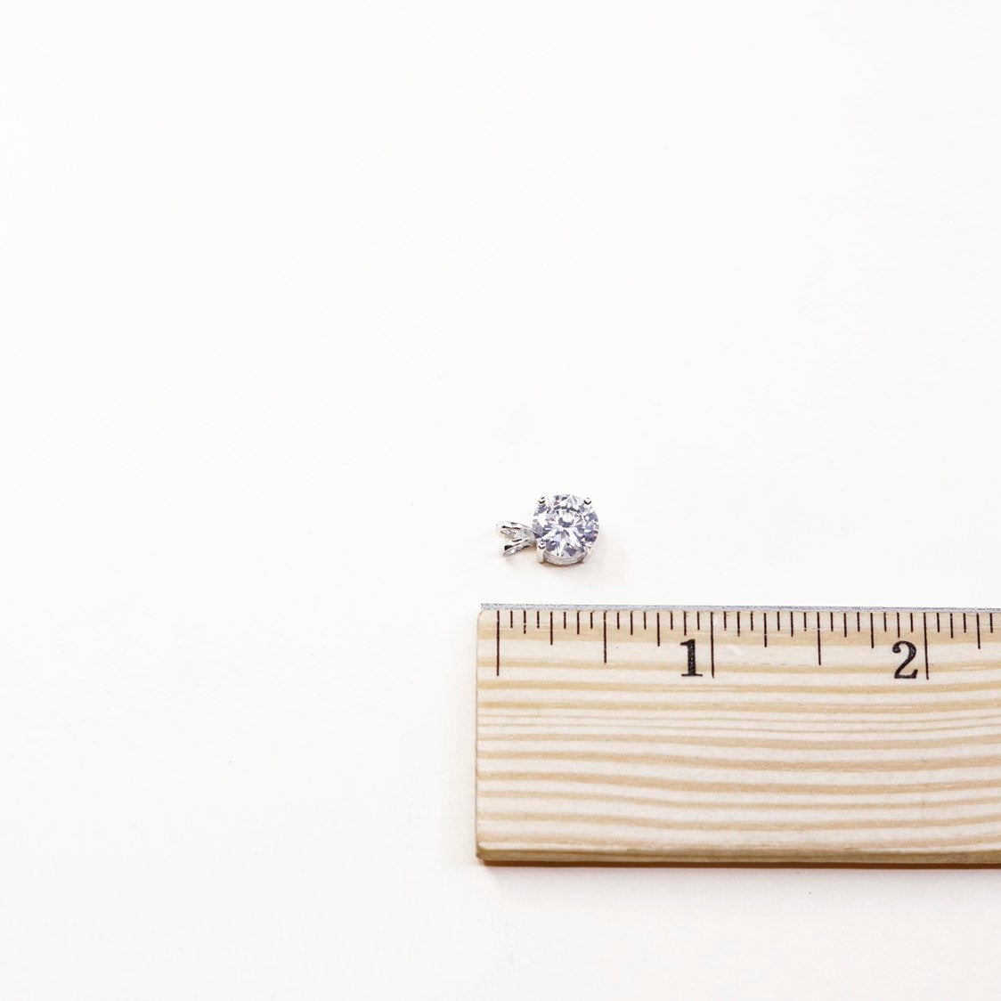 VTG sterling silver cz crystal pendant, 925 silver pendant, stamped 925