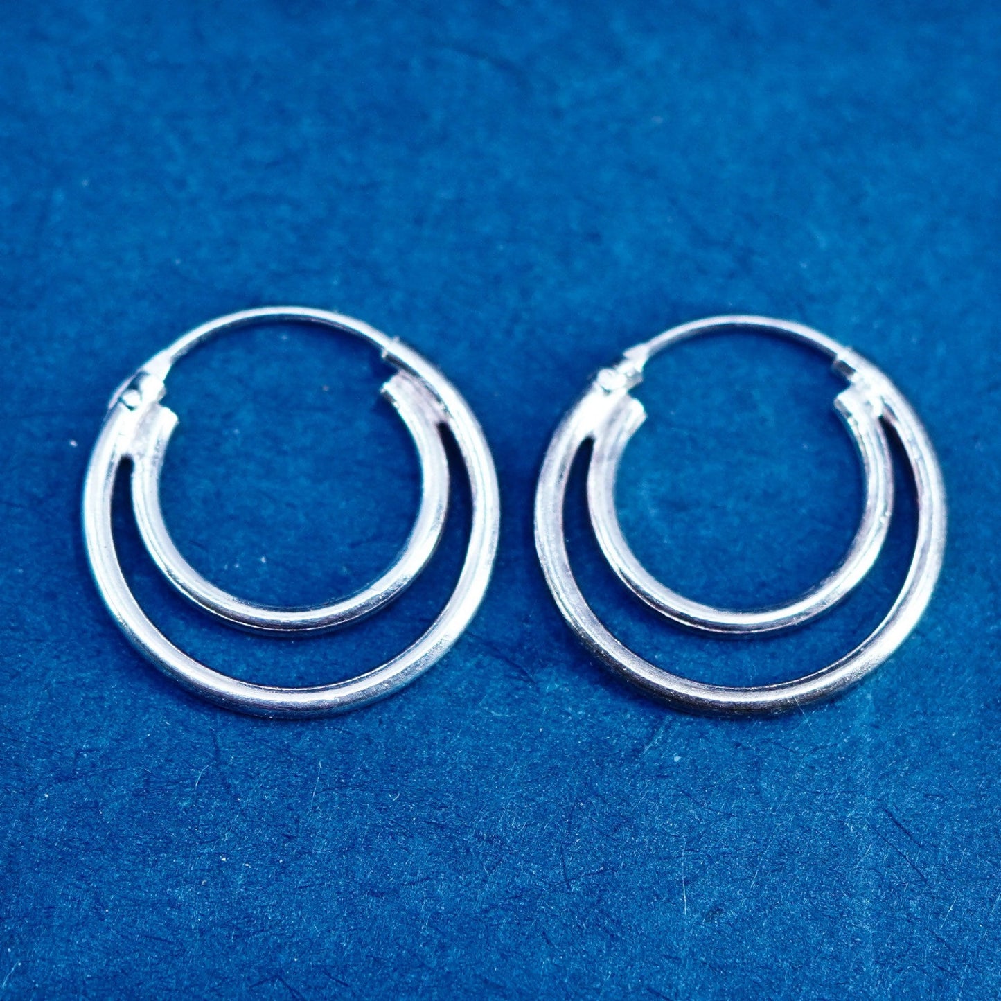 0.75”, vintage Sterling silver handmade hoop earrings, Modern 925 huggie