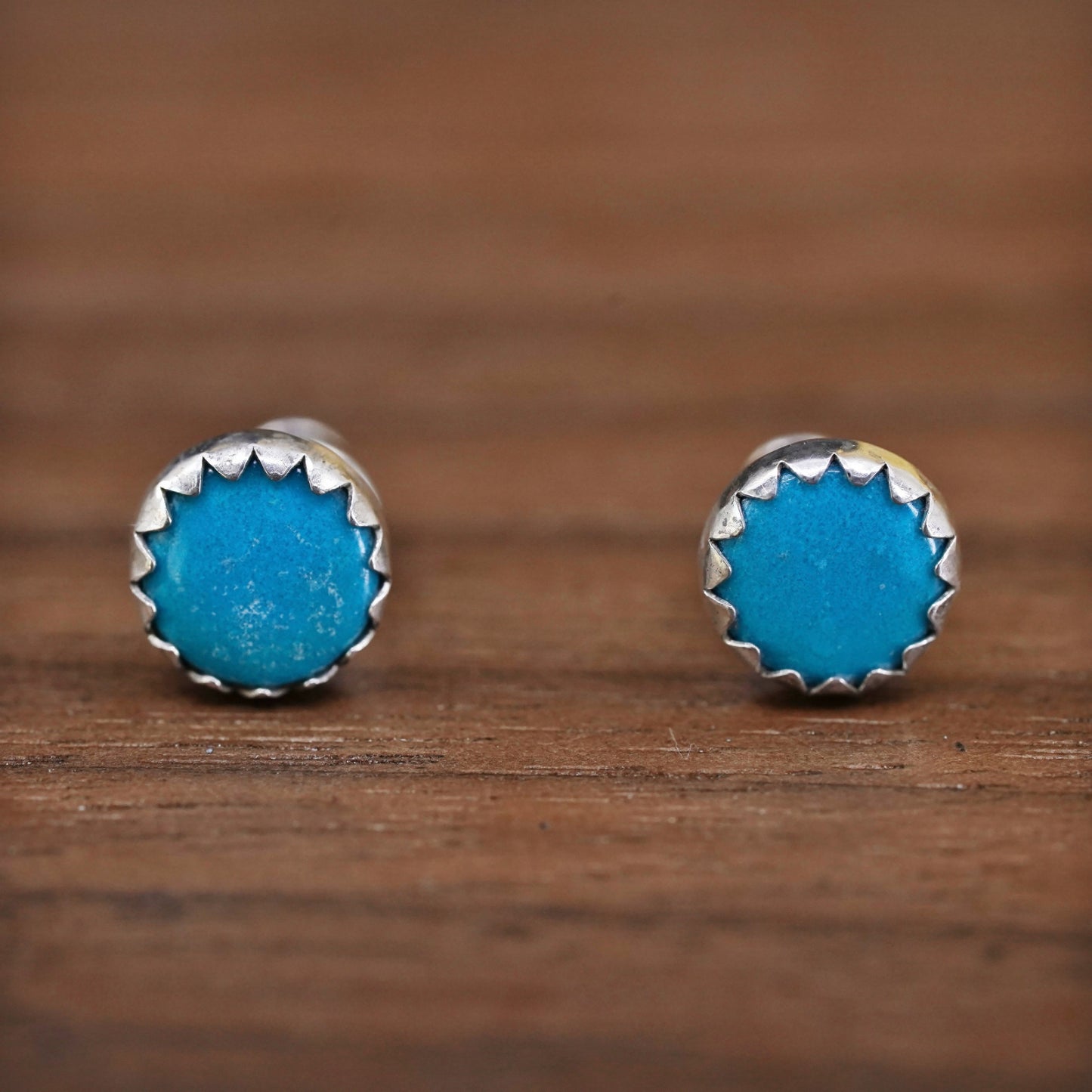 southwestern Sterling Silver Native American Earrings, 925 studs with turquoise