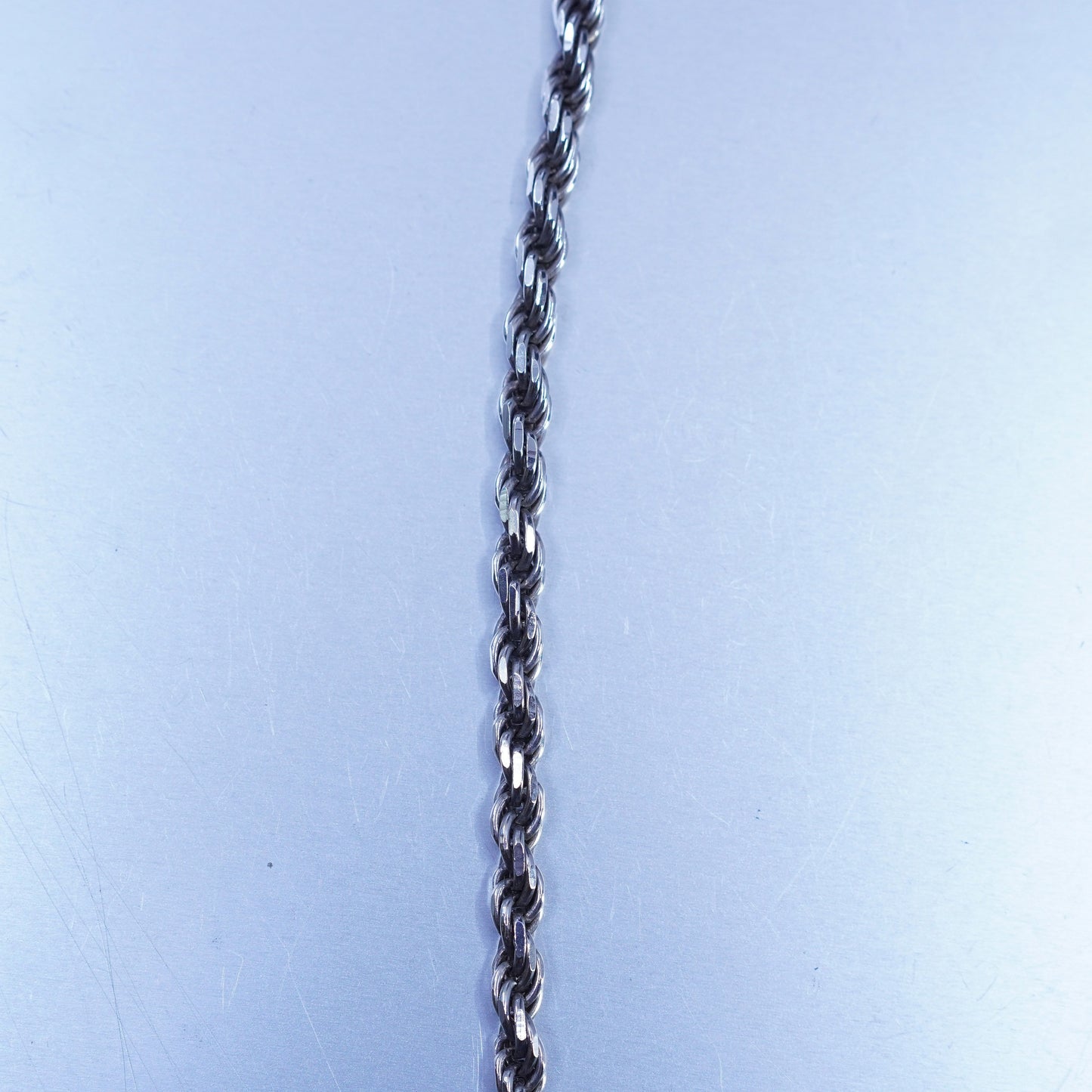 30”, Italian Milor Sterling 925 silver handmade diamond cut rope chain necklace