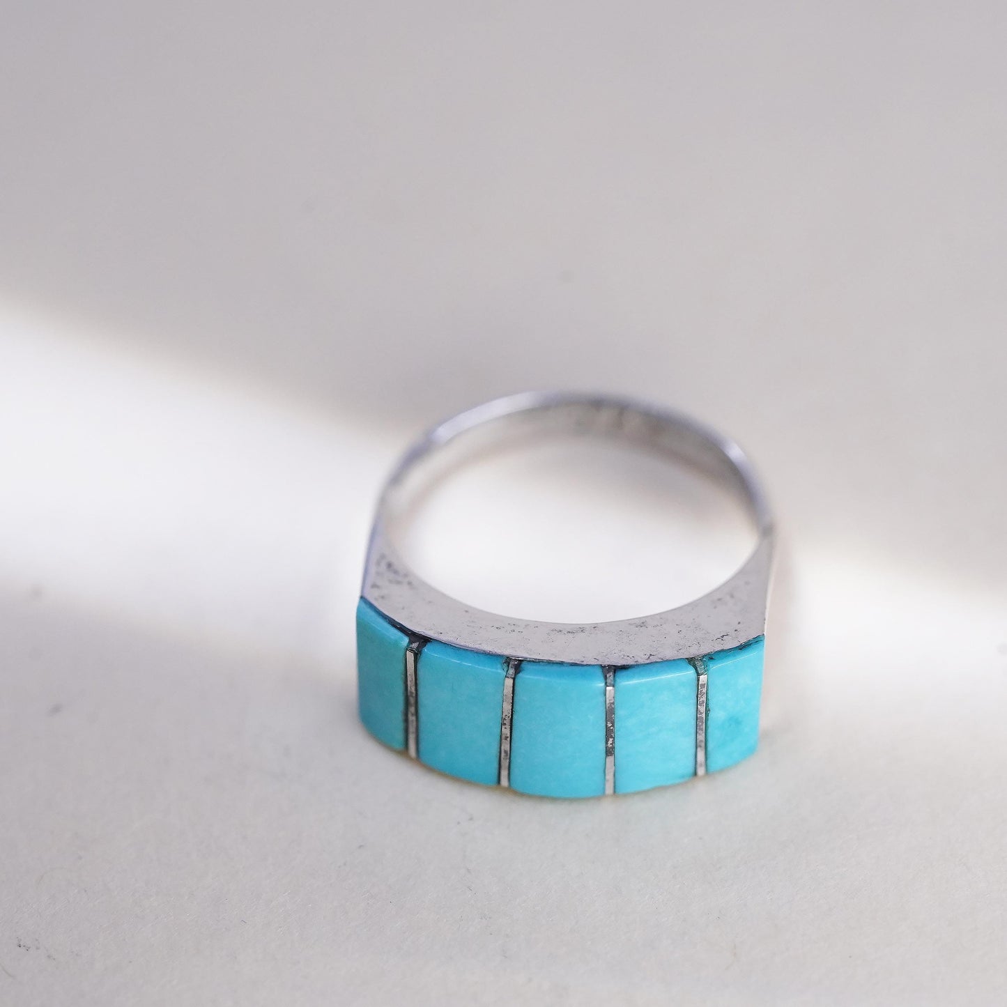 Size 4.25, Native Americans George Kee Sterling silver ring, 925 band turquoise