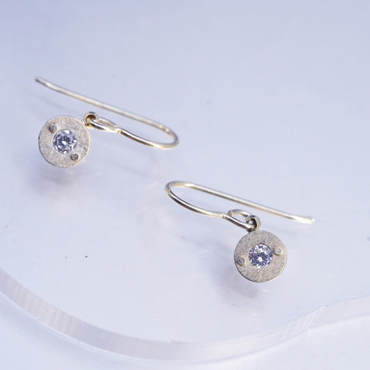 Vintage vermeil gold filled Sterling 925 silver earrings with Cz details