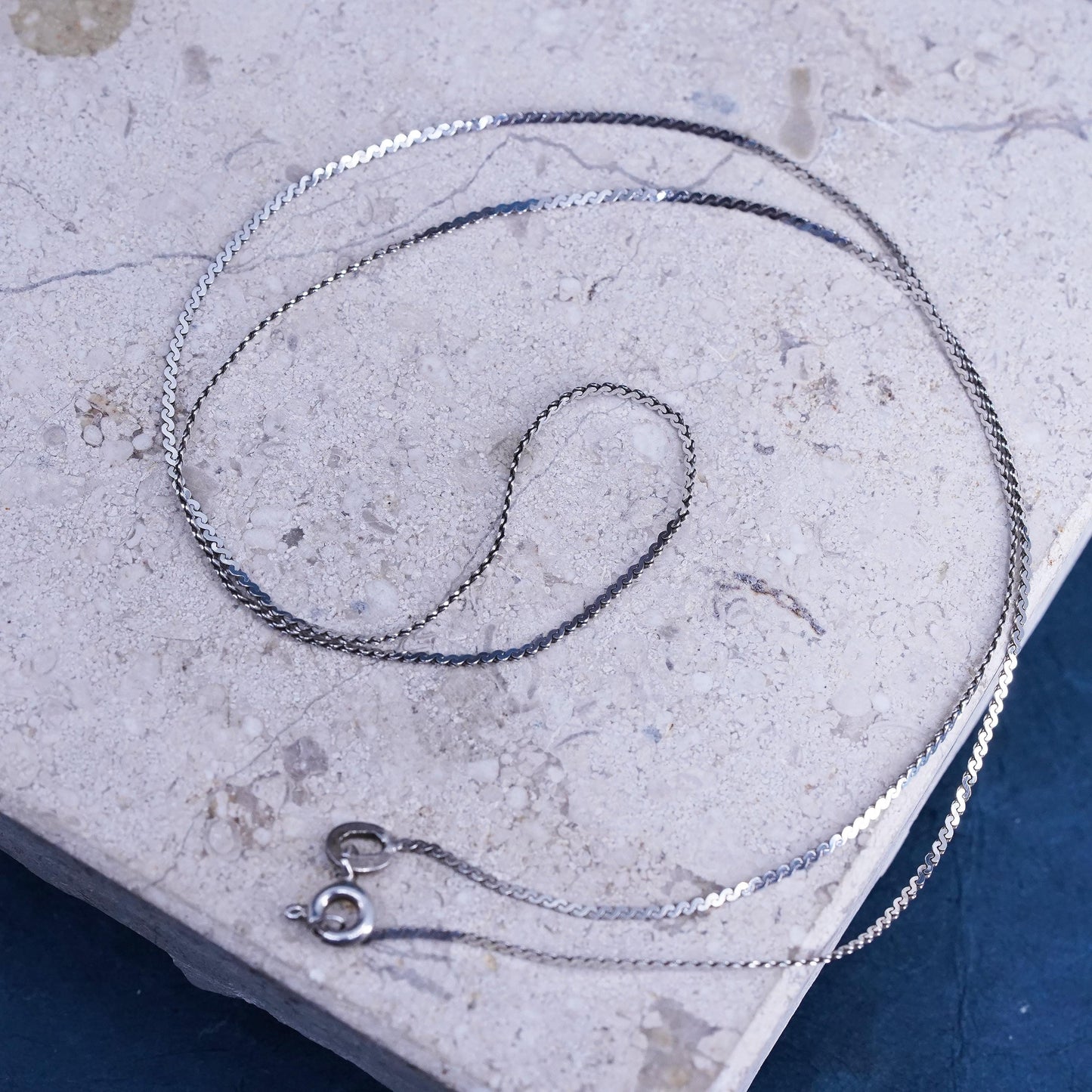 18”, 1mm, vintage Sterling silver handmade necklace, 925 s link chain