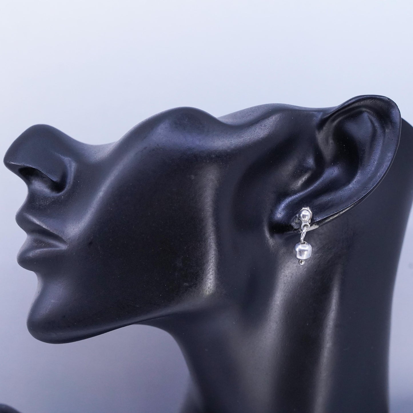 Vintage Sterling 925 silver handmade bead dangle earrings