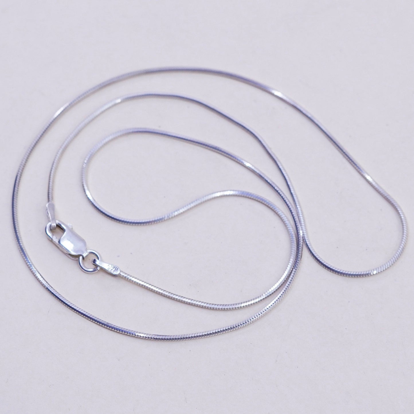 18”, 1mm, Vintage sterling silver square snake chain, Italy 925 necklace