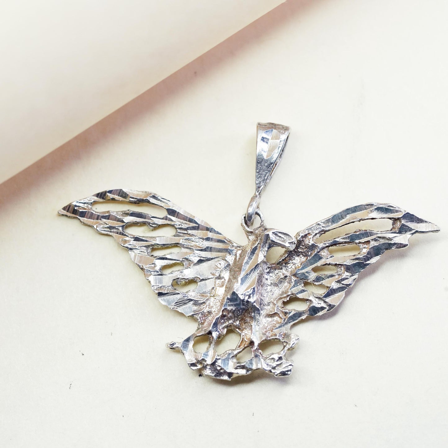 Vintage Sterling 925 silver handmade textured eagle pendant
