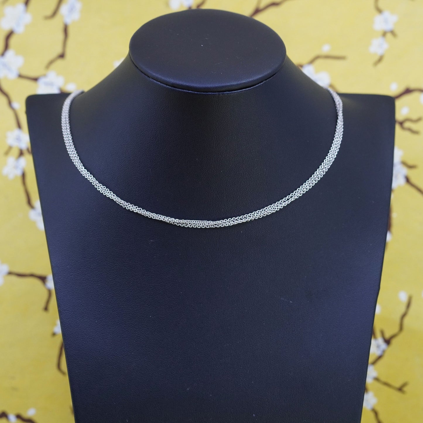 20+1.5”, Italy Sterling silver handmade necklace, triple strands circle chains