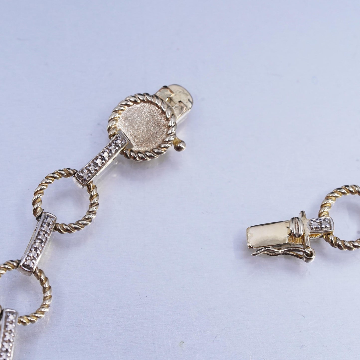 17", vintage vermeil gold over Sterling 925 silver circle necklace with diamond