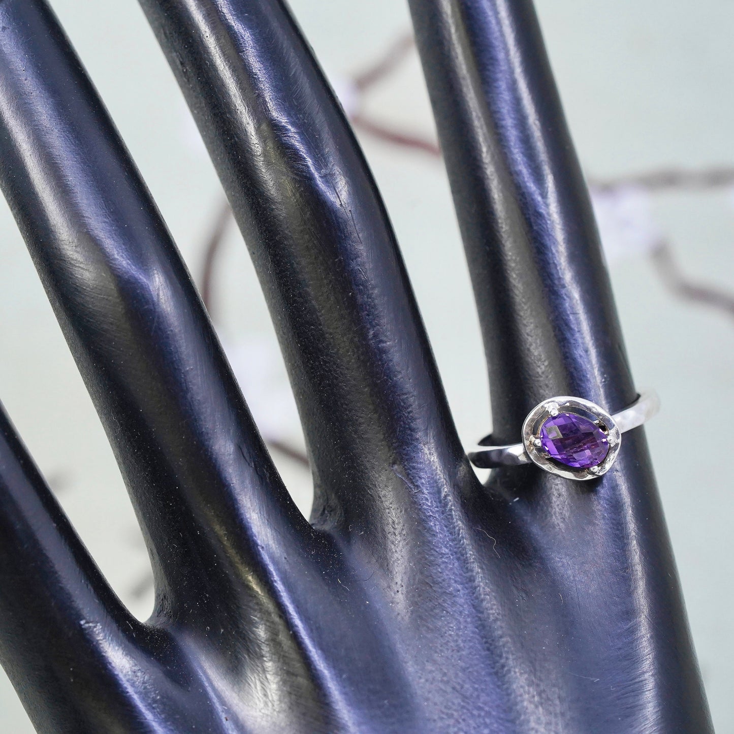 Size 7.5, Silpada stackable Sterling 925 silver handmade ring with amethyst