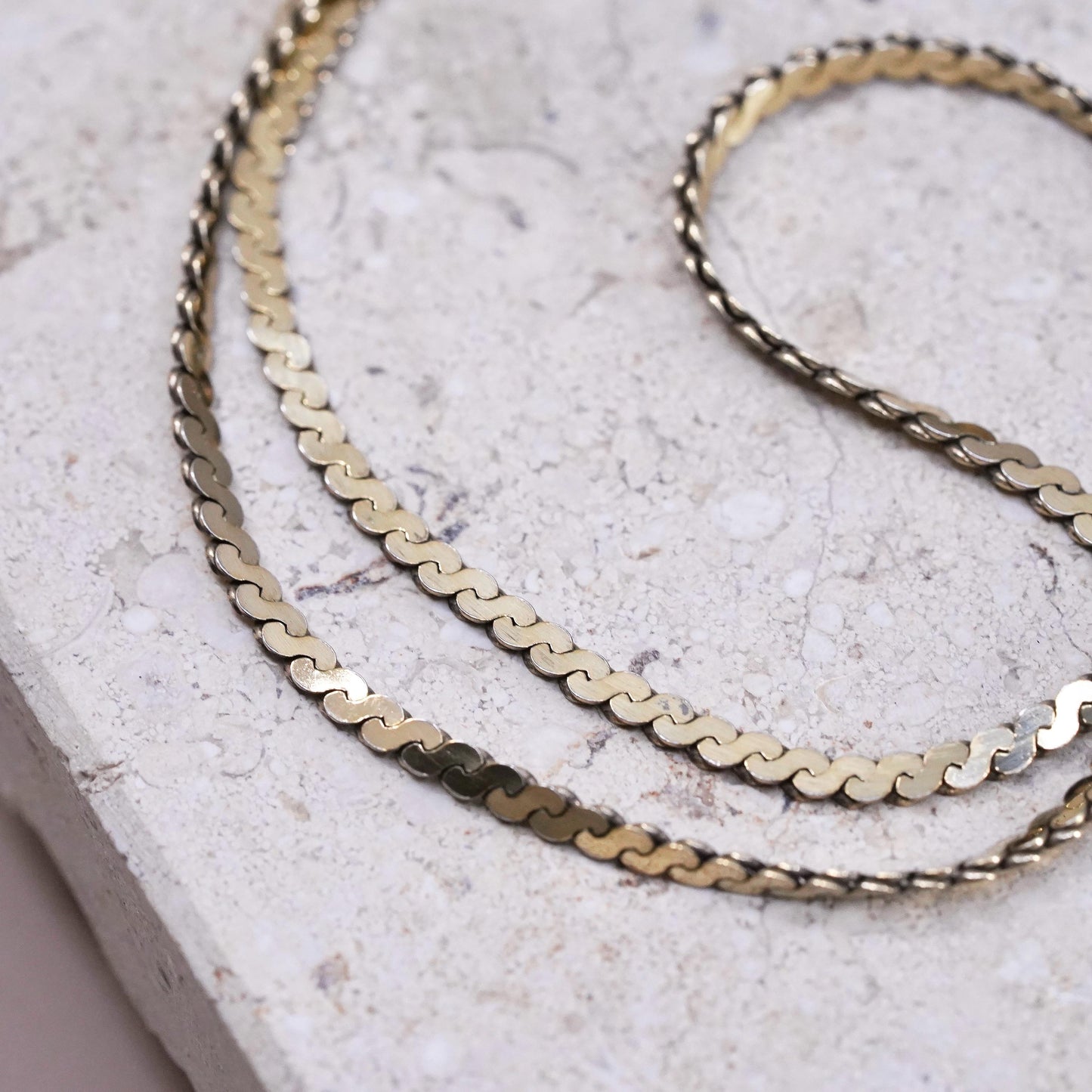 18”, VTG vermeil gold over Sterling silver handmade necklace, 925 s link chain