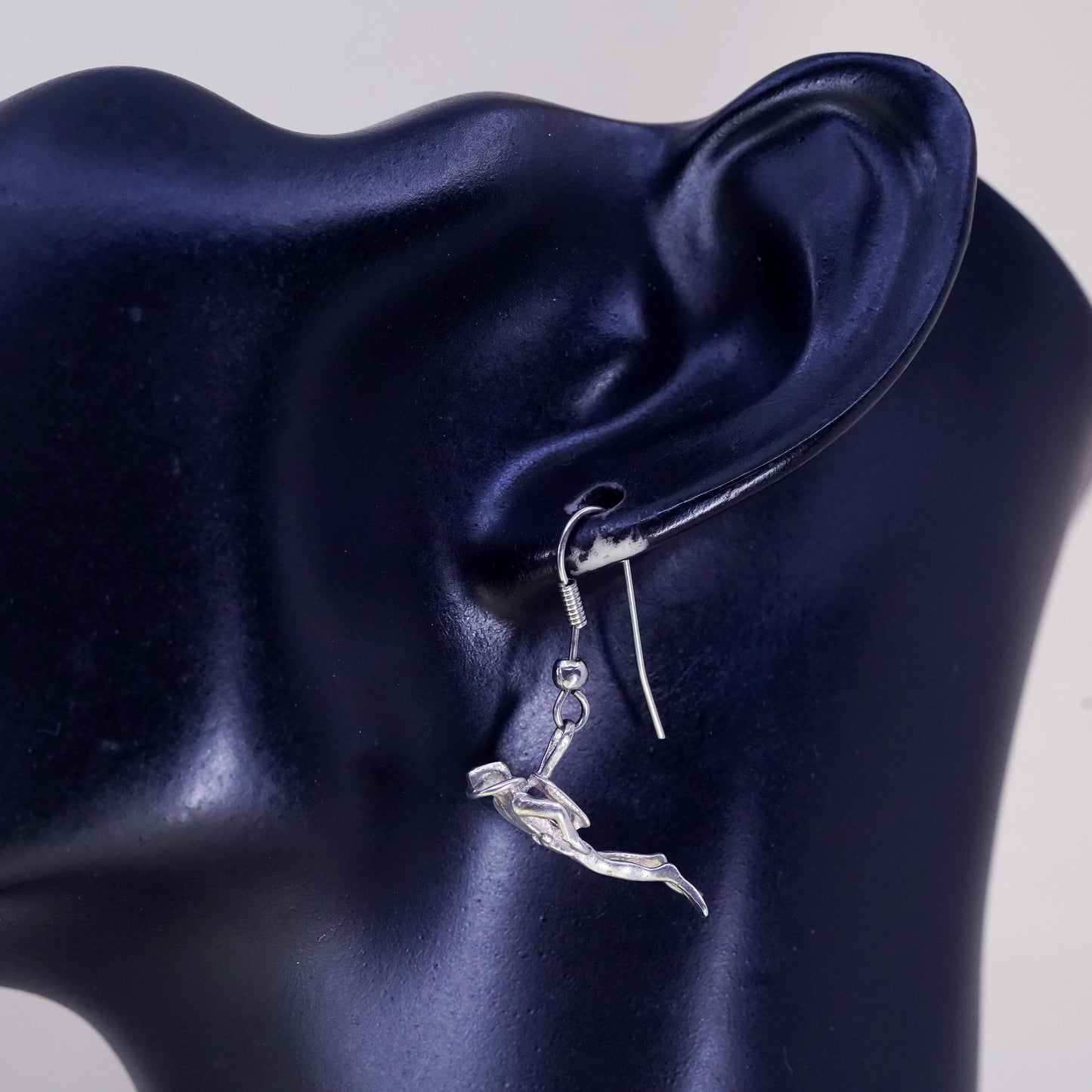 Vintage sterling 925 silver handmade diver drop earrings