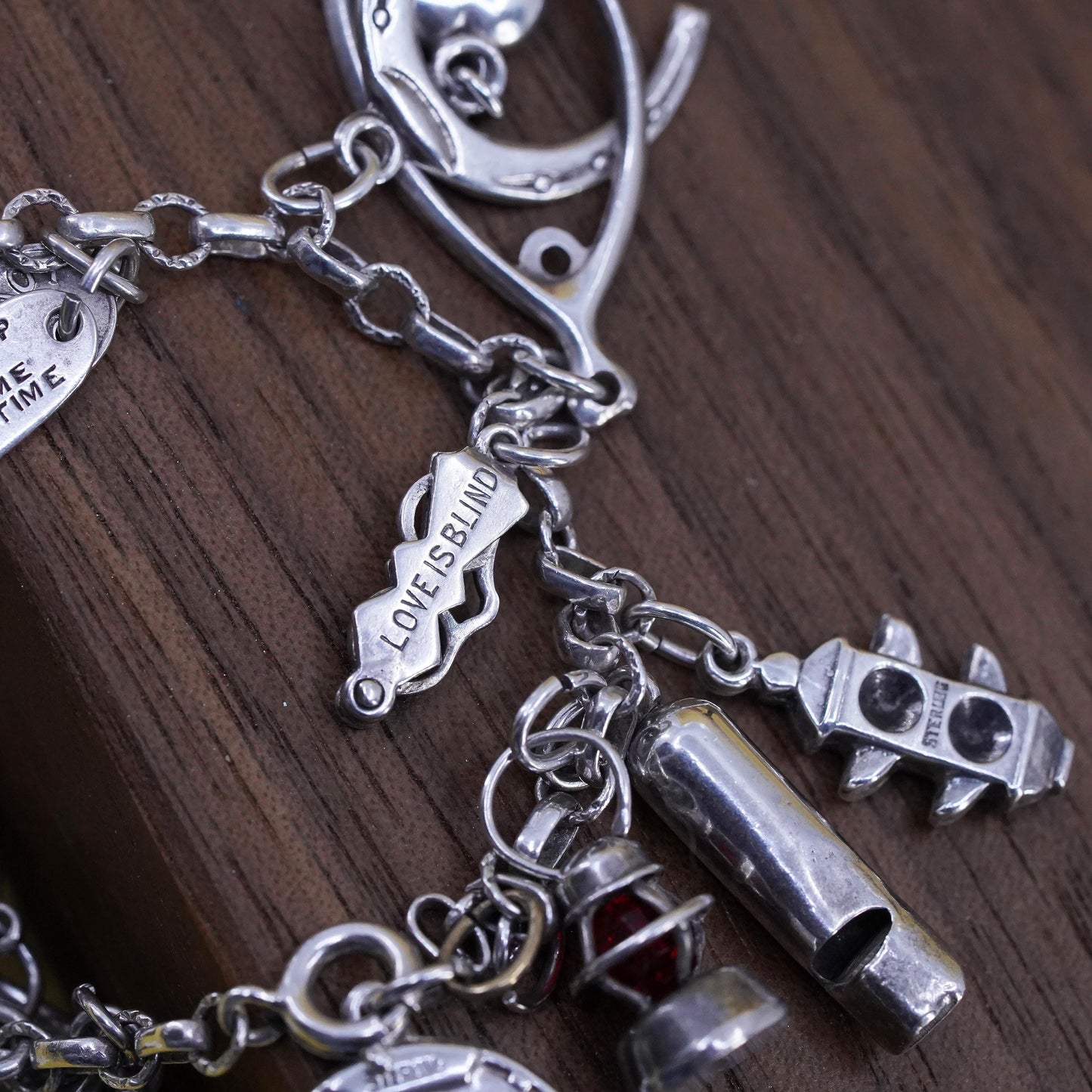 6.5”, Sterling silver horse riding lover bracelet, 925 silver chain 20 charms