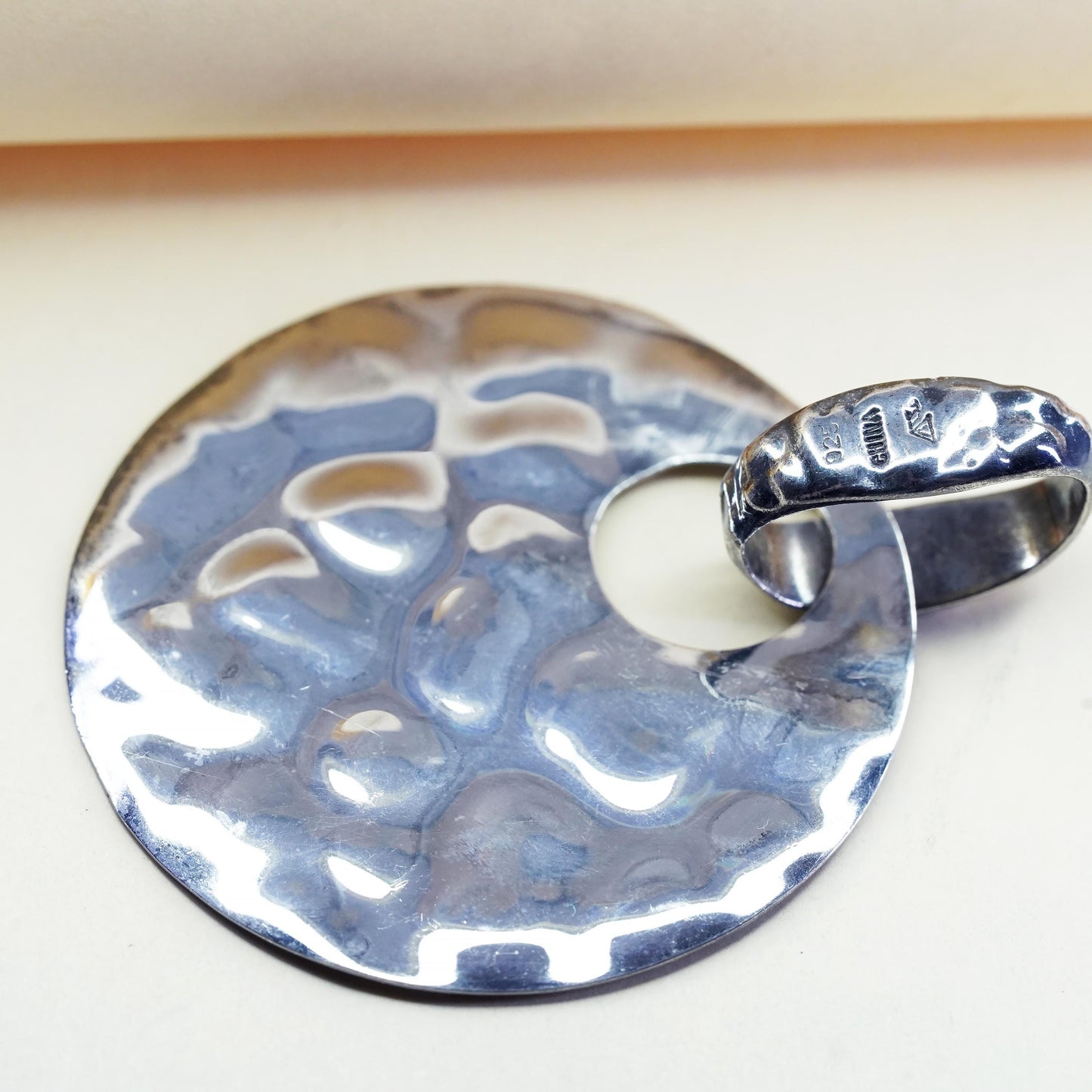 Vintage Silpada sterling 925 silver handmade hammered circle pendant
