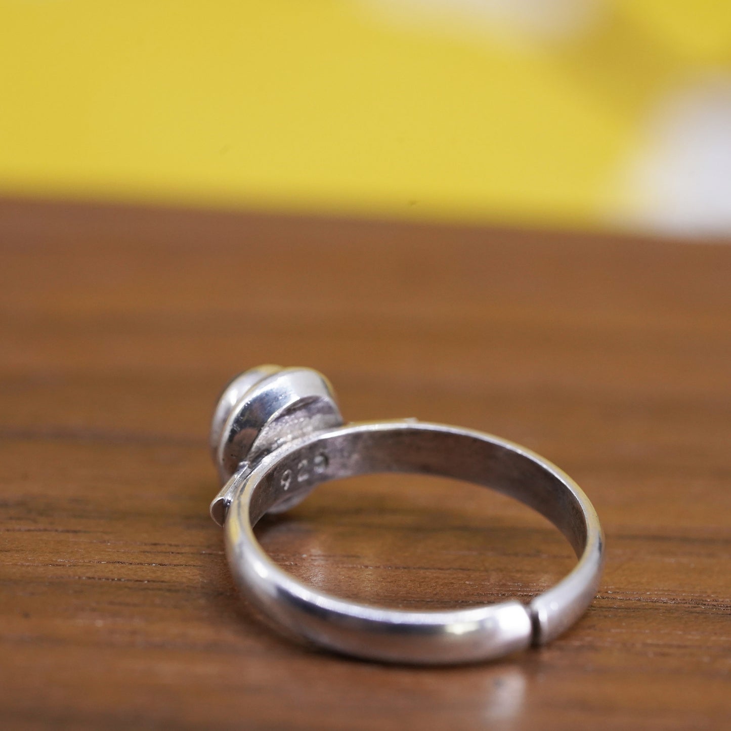 Size 3, vintage sterling silver handmade ring, 925 silver band with moonstone
