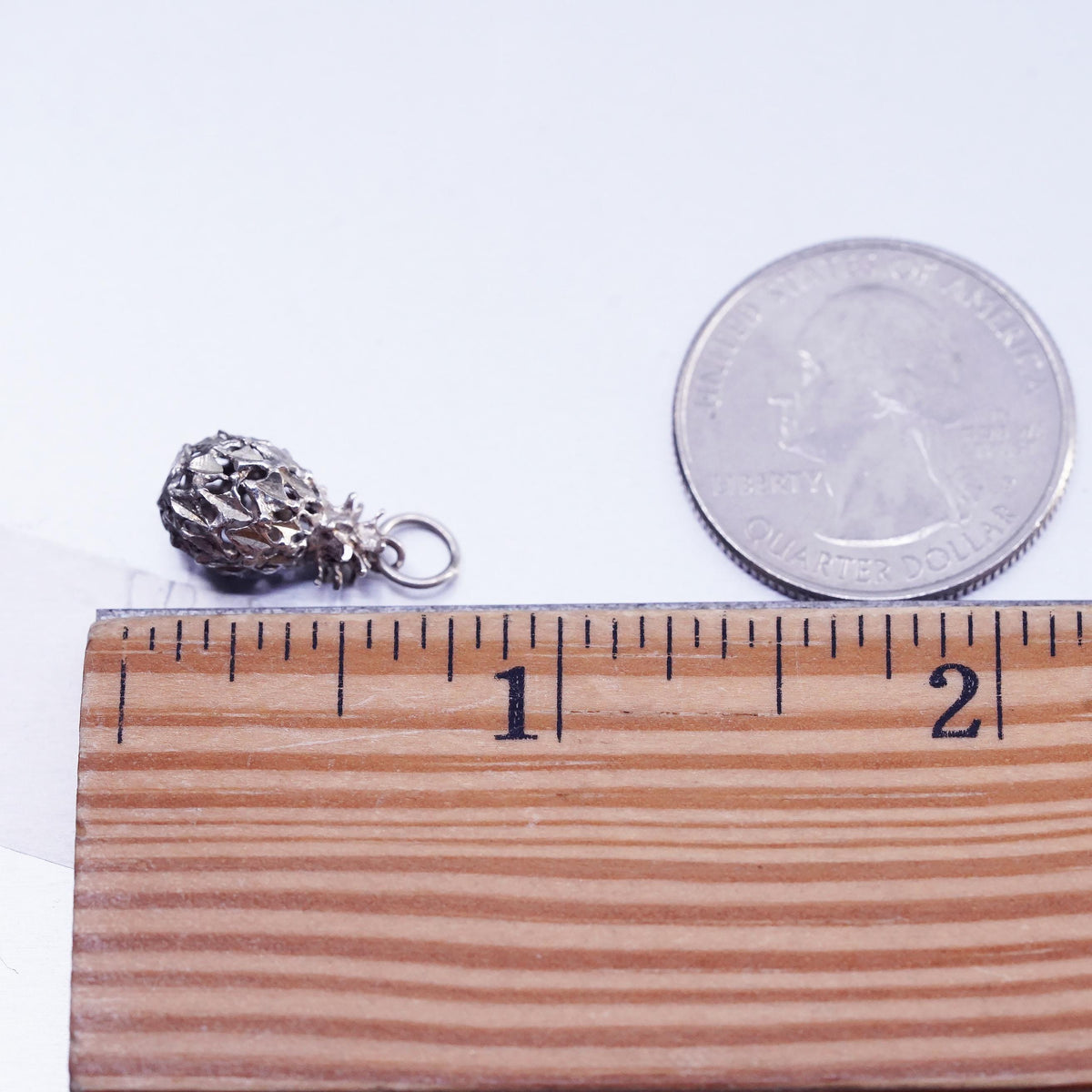 VTG Sterling Silver 925 Pineapple Charm Pendant, Tropical Fruit, Retro Charm