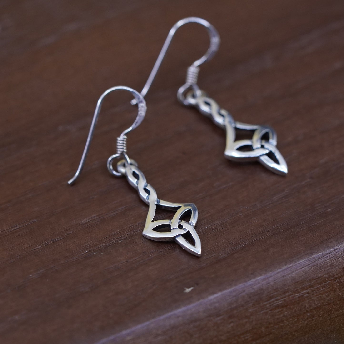 Vintage Sterling silver Irish knot handmade dangles, 925 silver earrings